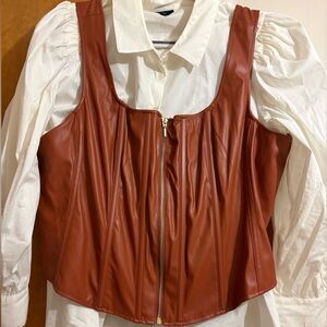 Torrid Brown Faux Leather Corset Vest